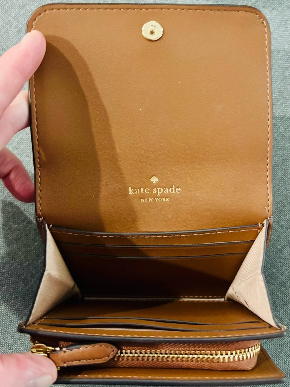 Kate Spade Kayla Small L-Zip Wallet in Warm Gingerbread